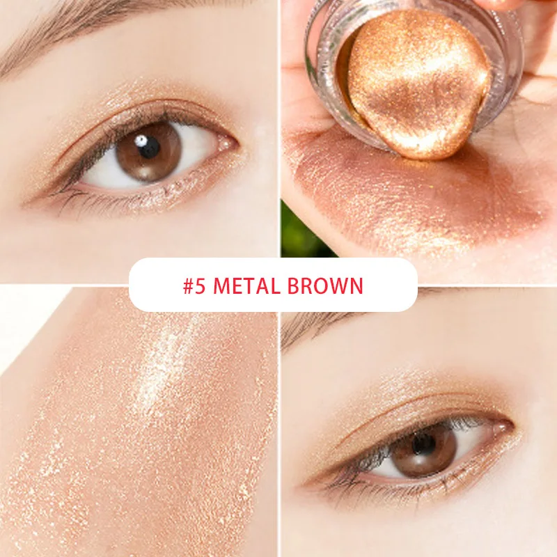 Metal Brown Гелевые Тени Для Век Перламутровые блестящие Увлажняющие гелевые глянцевые водостойкие жидкие тени для век - Цвет: Metal Brown