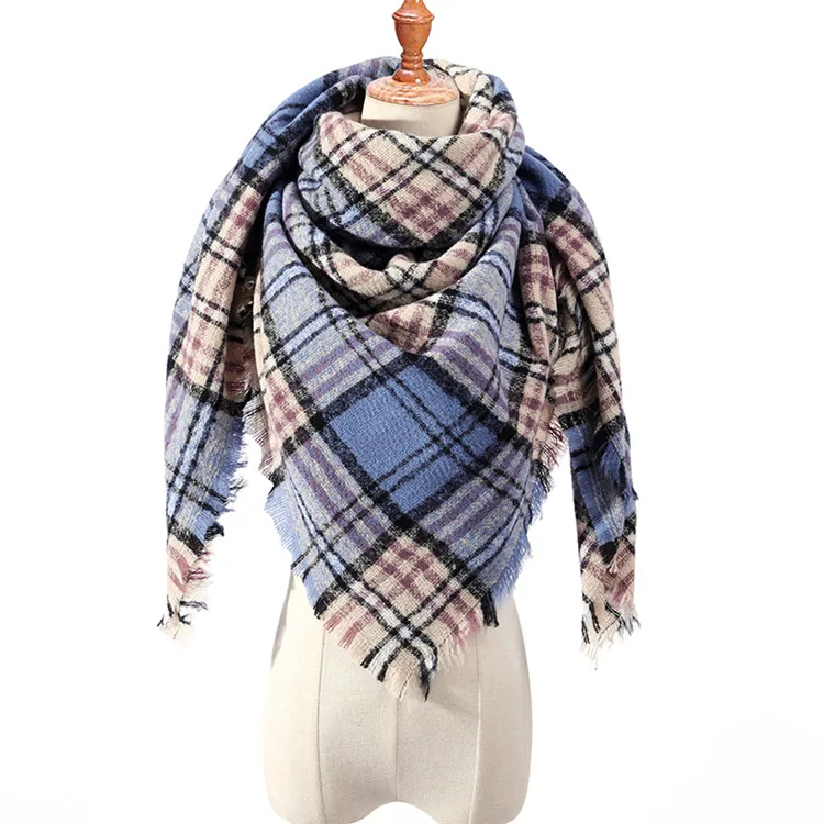 Зимний треугольный шарф для женщин плед Теплые кашемировые шарфы женские шали пашмины леди бандана обертывания одеяло - Цвет: S34