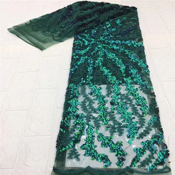 

Nigerian Sequins Lace Fabrics 2020 green High Quality purple African Lace Fabric Wedding French Tulle Lace Material For Dress