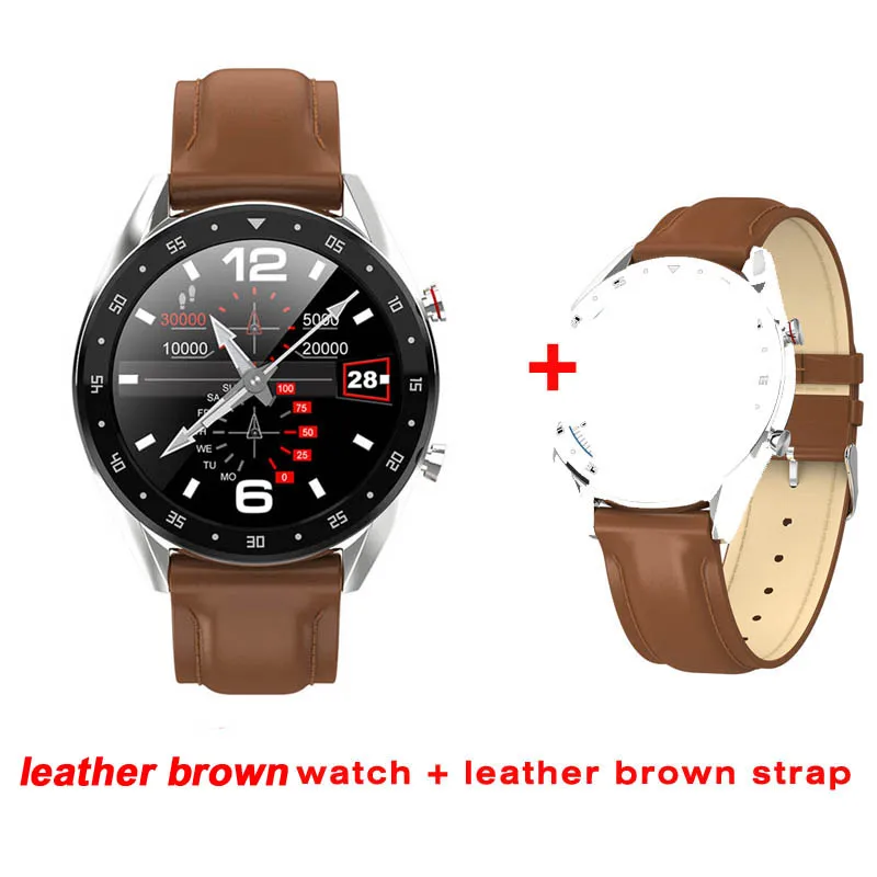 brown add brown Greentiger ЭКГ+ PPG HRV Bluetooth L7 Смарт часы для мужчин IP68 водонепроницаемый монитор сердечного ритма кровяного давления Smartwatch VS L5 L8 - Цвет: brown add brown