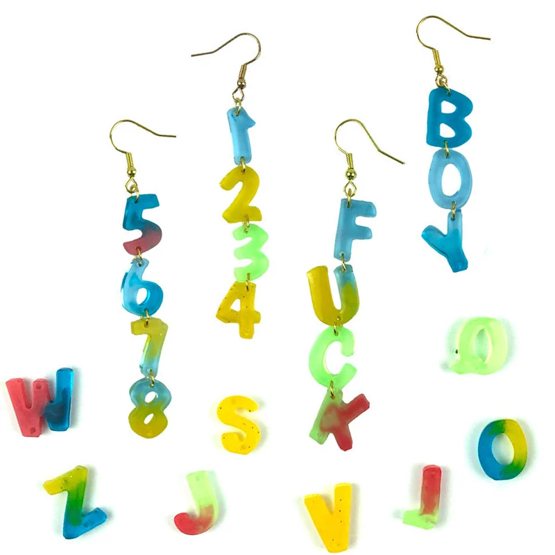 1pc Silicone Mold Alphabet Letters Number Casting Mould Epoxy Resin Earrings Necklace Bracelet Pendant DIY Molds Craft Supplies 26pcs set english letters resin mold a z alphabet shaped pendant silicone mould m2ea