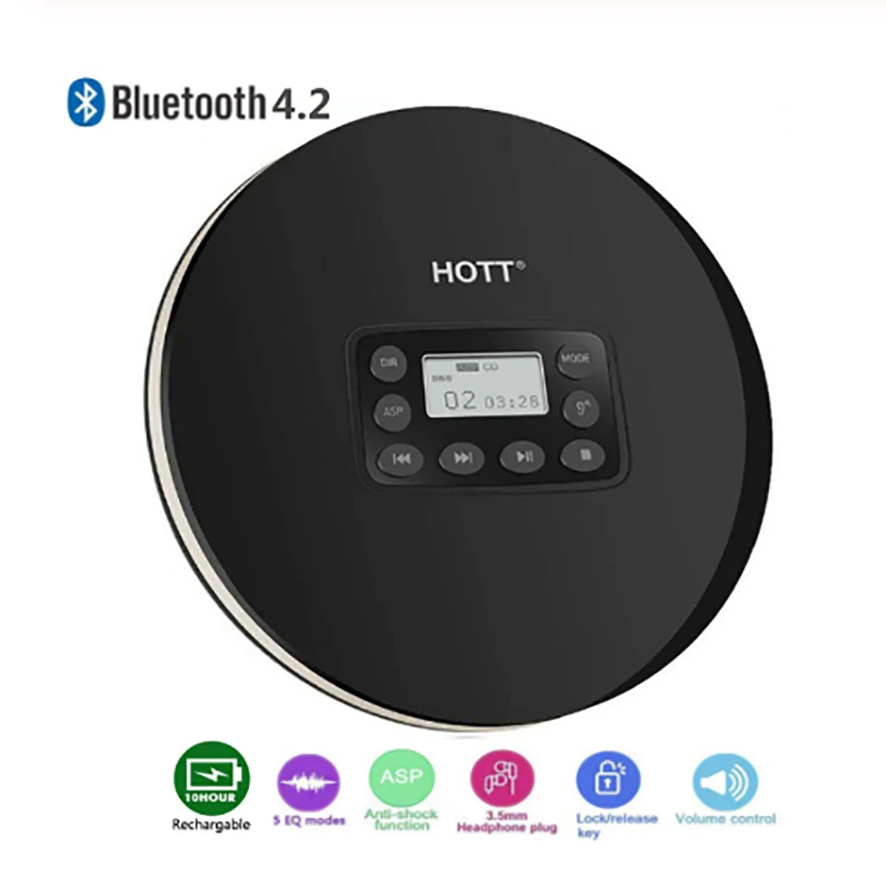 HOTT 711T Portable Bluetooth CD Player Personal