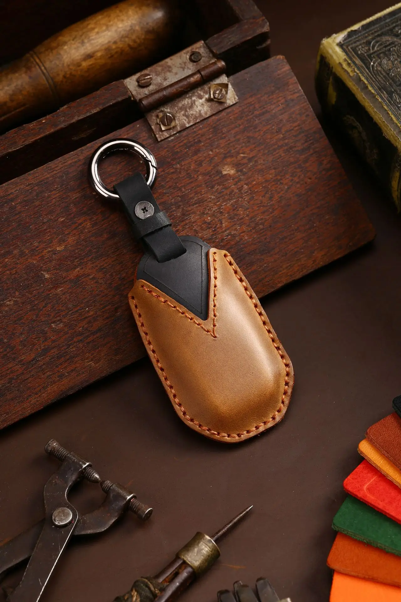 Custodia portachiavi in pelle fatta a mano per Infiniti QX50 QX60 Q70L 2020 rimuovi chiave proteggi guscio 9 3.JPG