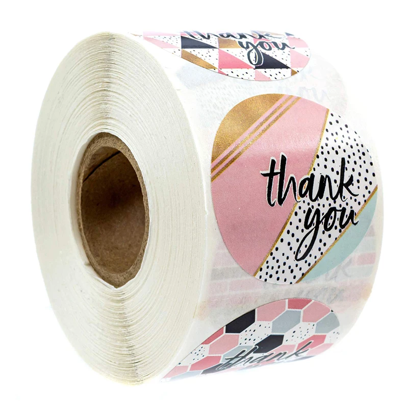 

Round Floral Thank You Sticker for seal label scrapbooking Cute decoration sticker gift Packaging Stationery Sticker 500Per/roll