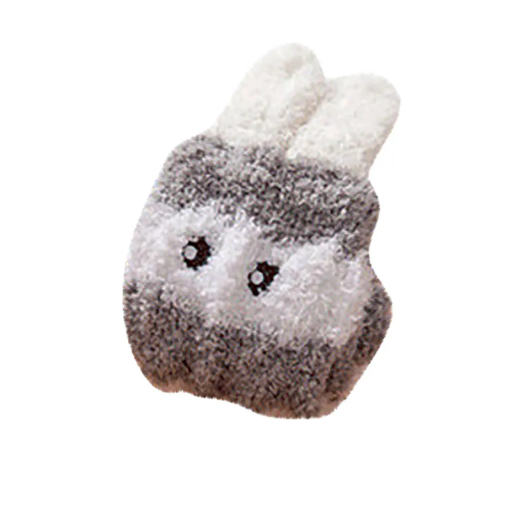 Новинка, милые осенне-зимние повседневные женские носки с заячьими ушками, в полоску, уплотненные, пушистые, коралловые, домашние чулки