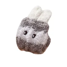 Новинка, милые осенне-зимние повседневные женские носки с заячьими ушками, в полоску, уплотненные, пушистые, коралловые, домашние чулки