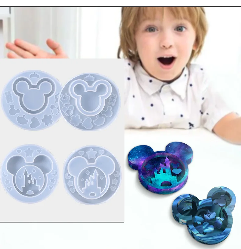 Castle Mouse Shaker Mold Resin Epoxy Jewelry Key Chain Making Diy Bottle Maple Leaf Shaker Filling Stuff Silicone Molds