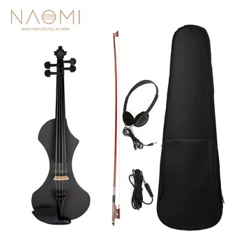 

NAOMI 4/4 Full Size Electric Violin Hand-Carved Solid Wood Violin with Brazilwood Octagonal Bow Headphone Audio Cable Carry case