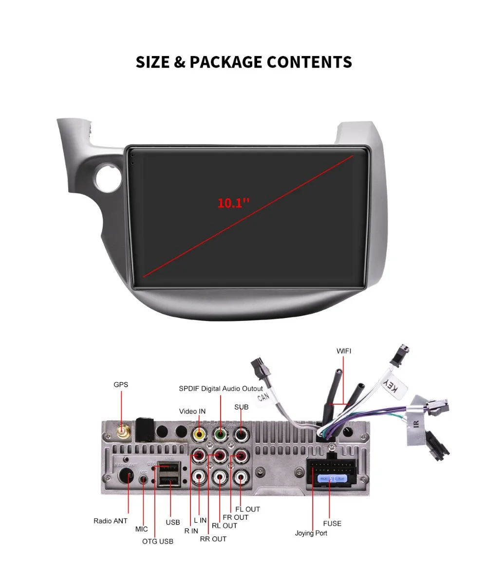 Top JOYING 1 din car radio Androrid 8.1 Octa Core 10.1" autoradio 2GB+32GB GPS head unit Car multimedia for Honda Fit 2008-2013 DSP 27