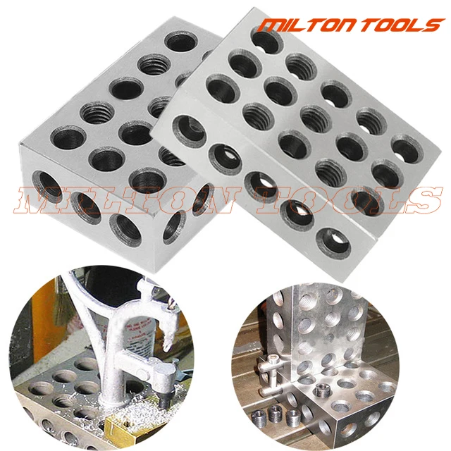 Machinist Milling Tool 2pcs Hardened Steel 1-2-3" Blocks 0.0001" Precision Matched 23 Holes 25-50-75mm block gauge machinist milling tool