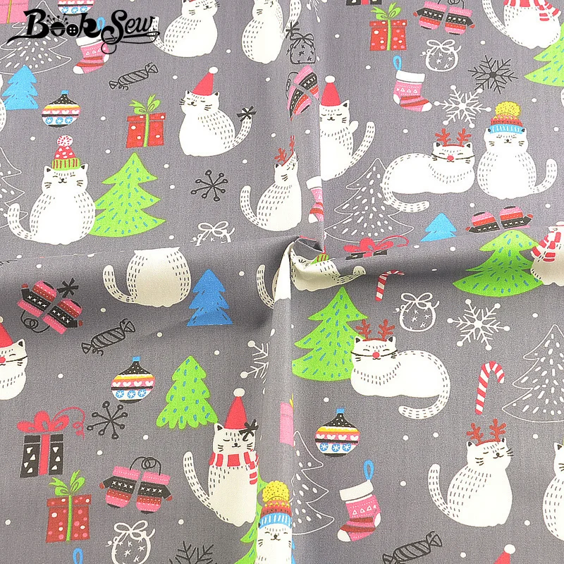 Booksew, рождественский стиль, хлопок, ткань с рисунком кота, ткань для жировых четвертей, сделай сам, простыня для шитья, лоскутное шитье, ремесло, домашний текстиль