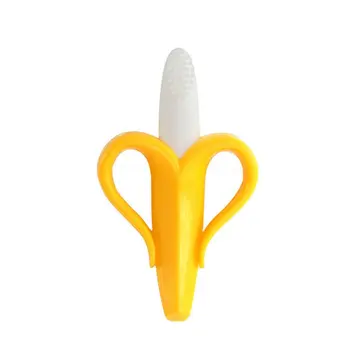 

Baby Banana Bendable Training Toothbrush Safe Silicone Toothbrush For Baby With Storage Box Yellow