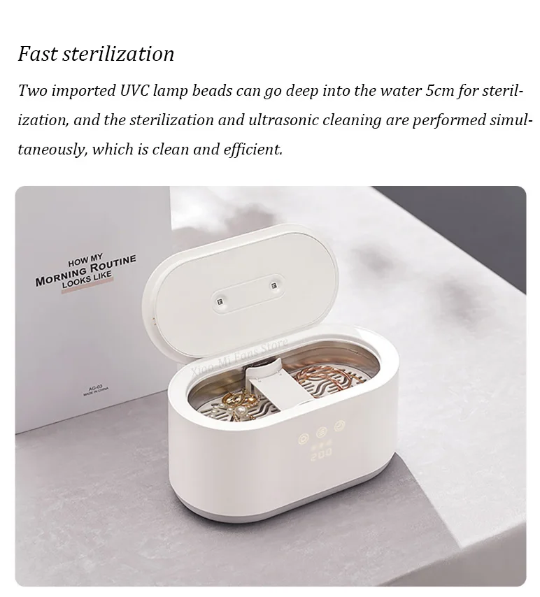 Youpin Eraclean Smart Ultrasonic Cleaner Ultrasonic Sonic Vibration Cleaning Machine Jewelry cleaner Work with Mi Home App