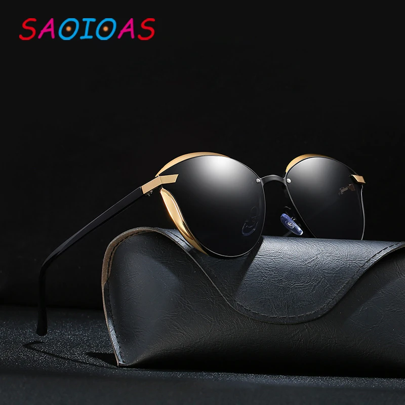 

SAOIOAS Luxury Women Sunglasses Fashion Round Ladies Vintage Retro Brand Designer Oversized Female Sun Glasses oculos gafas