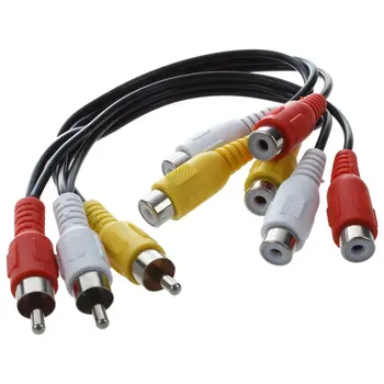 

New 3 RCA Male Jack to 6 RCA Female Plug Splitter Audio Video AV Adapter Cable