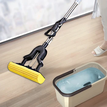 

New Extendable Sponge Mop with Stainless Steel Telescopic Pole Handle Mopstick for Household Ofiice Cleaning