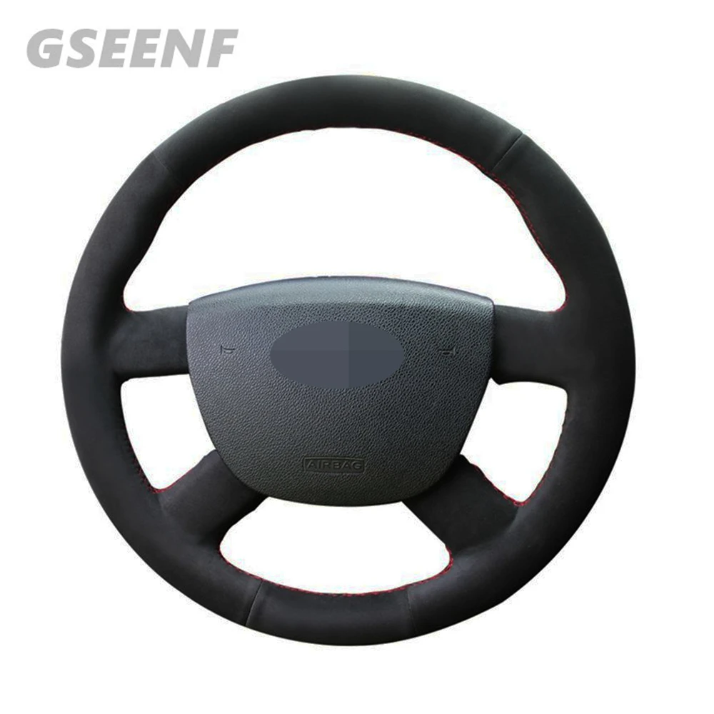 Чехол рулевого колеса автомобиля для Focus 2 2005 2011 Ford Kuga 2008 Transit 2010 C MAX 2007 черная замша