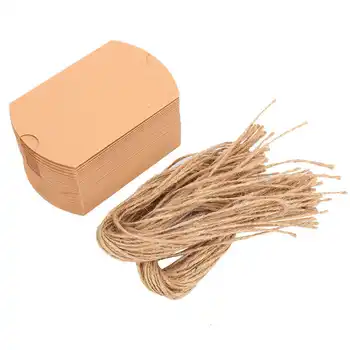 

Gift Box Box Cute Paper Pillow Box Wedding Gift Supply With String 100 Pcs