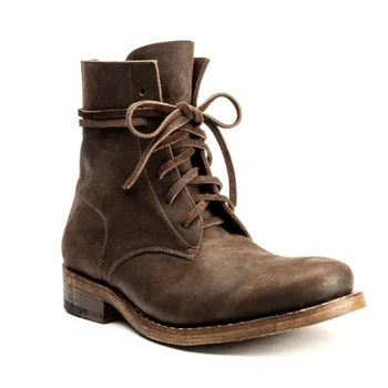 

Fashion Handmade Men Pu Leather Low Heel Lace-up Shoes Round Toe ankle high Style Male Casual Trendy Unique Martin Boots 4M051