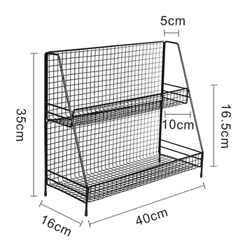 

Multifunctional Iron Storage Rack Double-layer Spice Rack Sundries Storage Organizer for Kitchen Bathroom Office HKS99