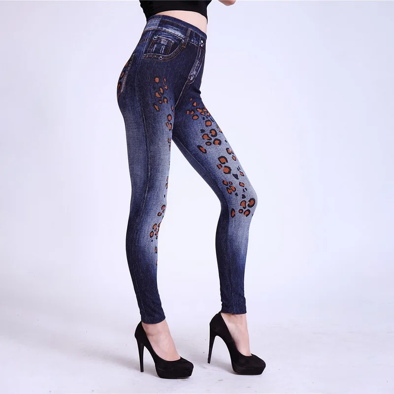

MoneRffi Super Elastic Jeans Leggings Jeggings Femme Slim-fit Denim Leggins High Waist Pants Plus Size Printing Ripped Fashion