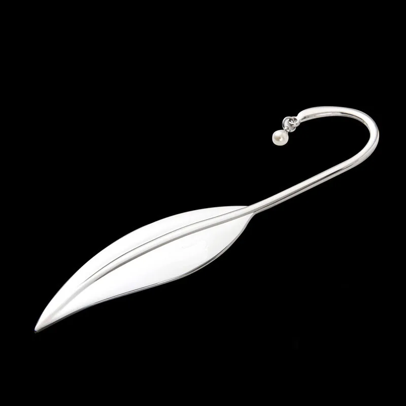 

100pcs Creative Leaf Shaped Bookmarks Read Maker Metal Silver Book Mark Students Teacher Gifts