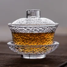 Теплостойкое стекло LUWU gaiwan, прочный Противоскользящий tureen 125 мл Теплостойкое стекло LUWU gaiwan, прочный Противоскользящий tureen 125 мл