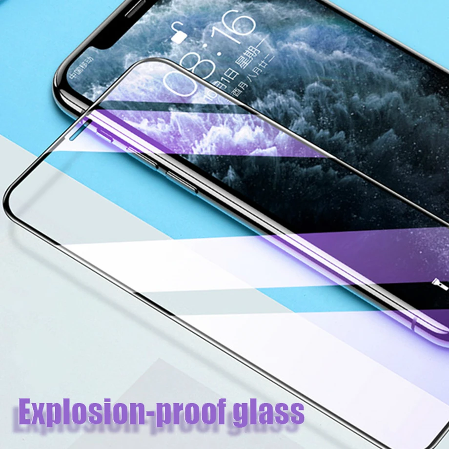 60D 4PCS Full Cover Protective Glass on For iphone 12 X XS XR Tempered Glass Iphone 13 11 Pro Max Protection Screen Protector