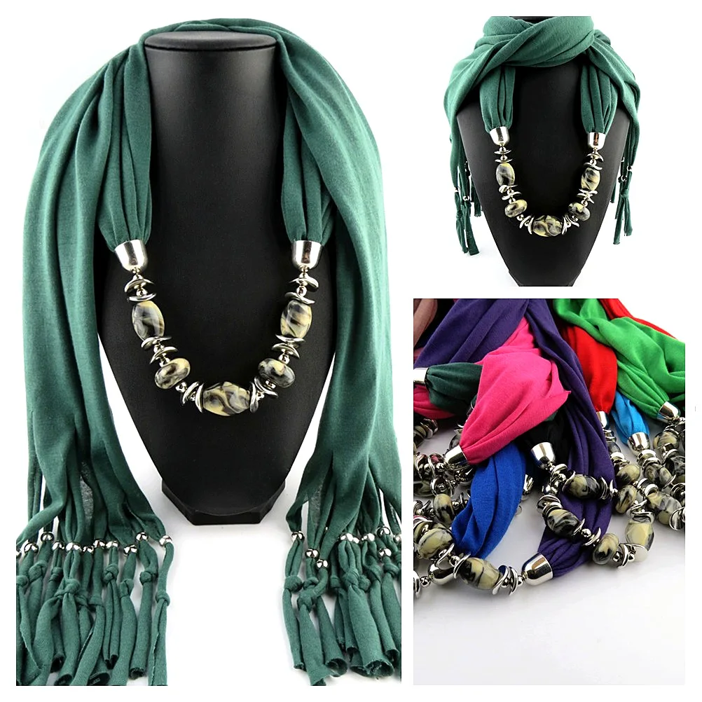 

pendant scarf wholesale acrylic jewelry ladies early spring solid color tassel jewelry accessories pendant scarf