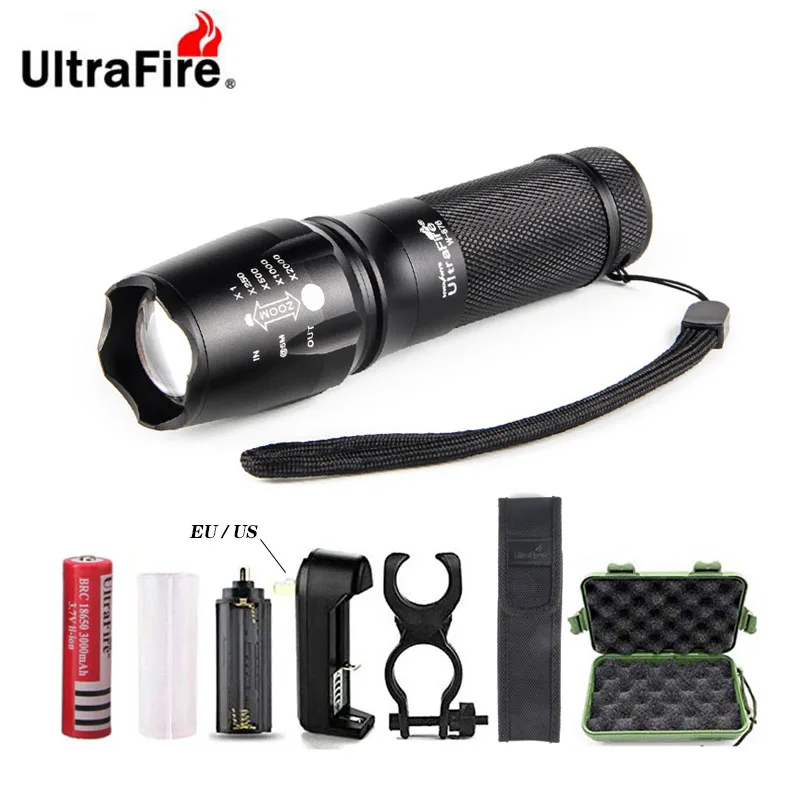 UltraFire масштабируемый светодиодный фонарик T6/L2 тактический фонарь для кемпинга