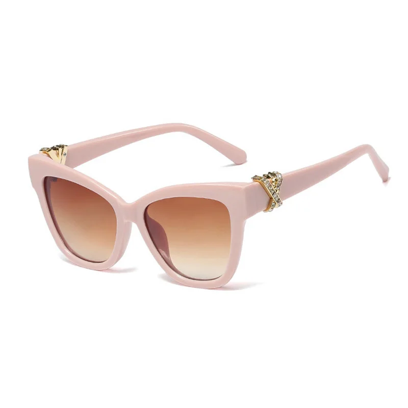 SHAUNA, Новое поступление, европейский стиль, модные женские негабаритные солнцезащитные очки Cateye, классические ретро женские летние очки - Цвет линз: Pink tea gradient