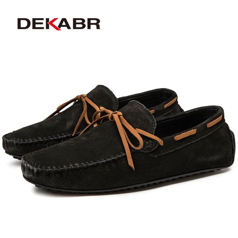 01 Black DEKABR/Повседневное Мужские туфли из натуральной кожи, летние дышащие зеленый Для Мужчин's лоферы, кожаные туфли; Sapato Masculino; мужская обувь - Цвет: 01 Black