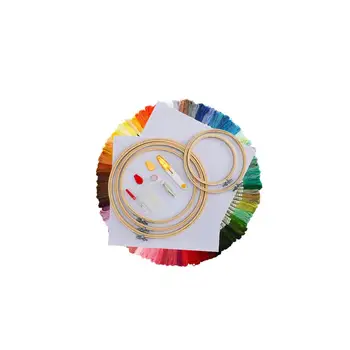 

1 Set Practical Durable Accessories Threading Devices 5 Pcs Wooden Frame 100 Pcs Color Threads for DIY Sewing Embroidery