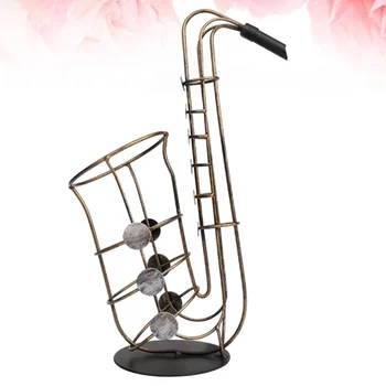 

Saxophone Shape Wine Bottle Storage Rack Iron Art Wine Display Holder Creative Bracket Wine Organizer Bottle Stand