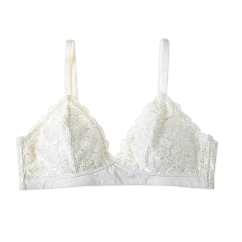 Сексуальный Шелковый бюстгальтер отжимать Bralette бюстгальтеры для женщин кружевной бюстгальтер без косточек дышащий без спинки женское нижнее белье Мягкий пикантный лифчик бюстгальтер 3/4 C