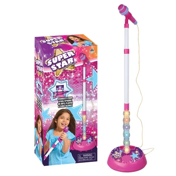 

Children Vertical Karaoke Standing Microphone Musical Instruments Toy Portable Audio & Video Microphones- Red