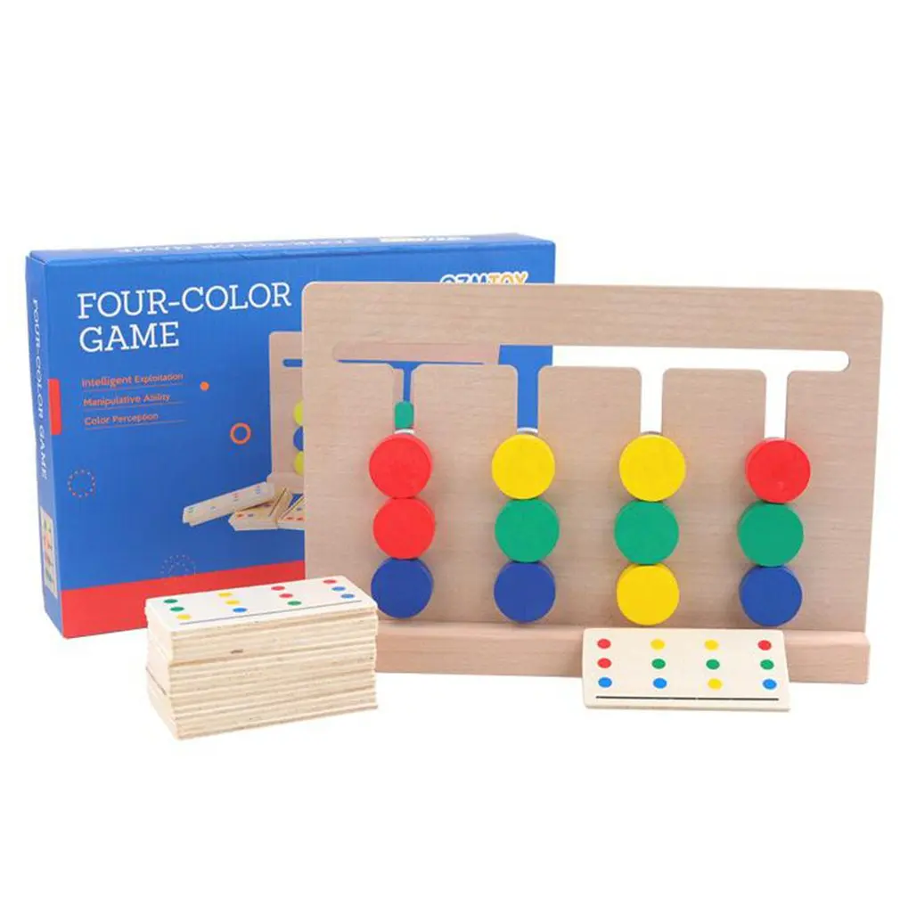  Montessori Education Four Color Game Wooden Toys Early Learning Toys Children's Puzzle Chess Teachi - 4000446017208