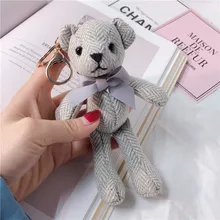 Новое поступление милый игрушечный медведь брелок из хлопчатобумажной льняной ткани автомобильный брелок сумка Подвеска фабрика yiwu