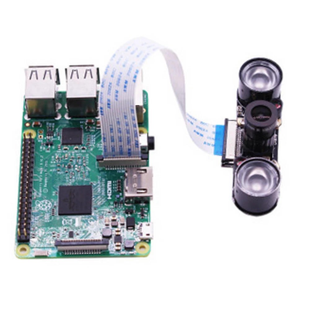 Ночное видение ИК наблюдения линзы камера+ 3 Вт инфракрасный светильник модуль Плата 5MP 160 широкоугольный Рыбий глаз для Raspberry Pi3/2B