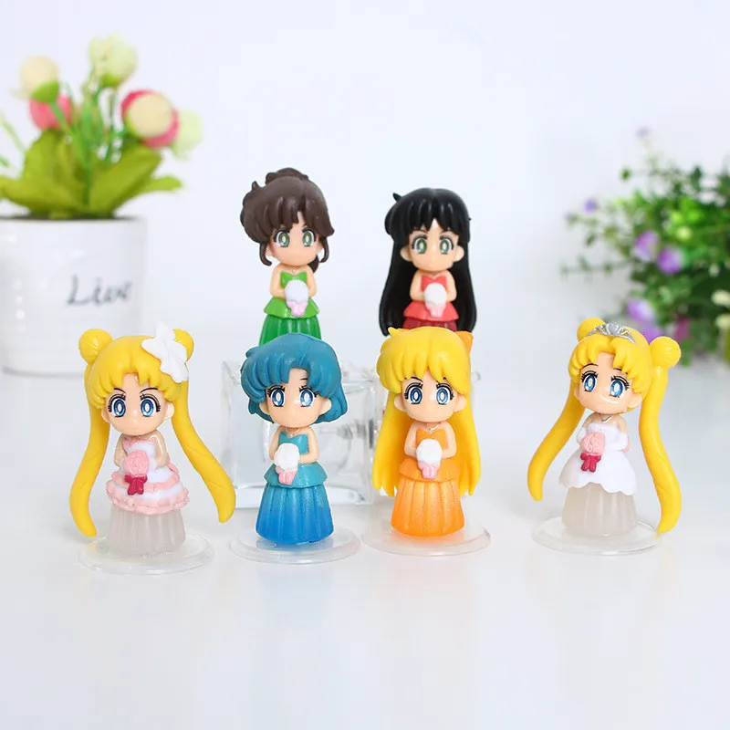 Bandai Q Posket 6 штук аниме милые куклы модели украшения Креативные торта периферийные