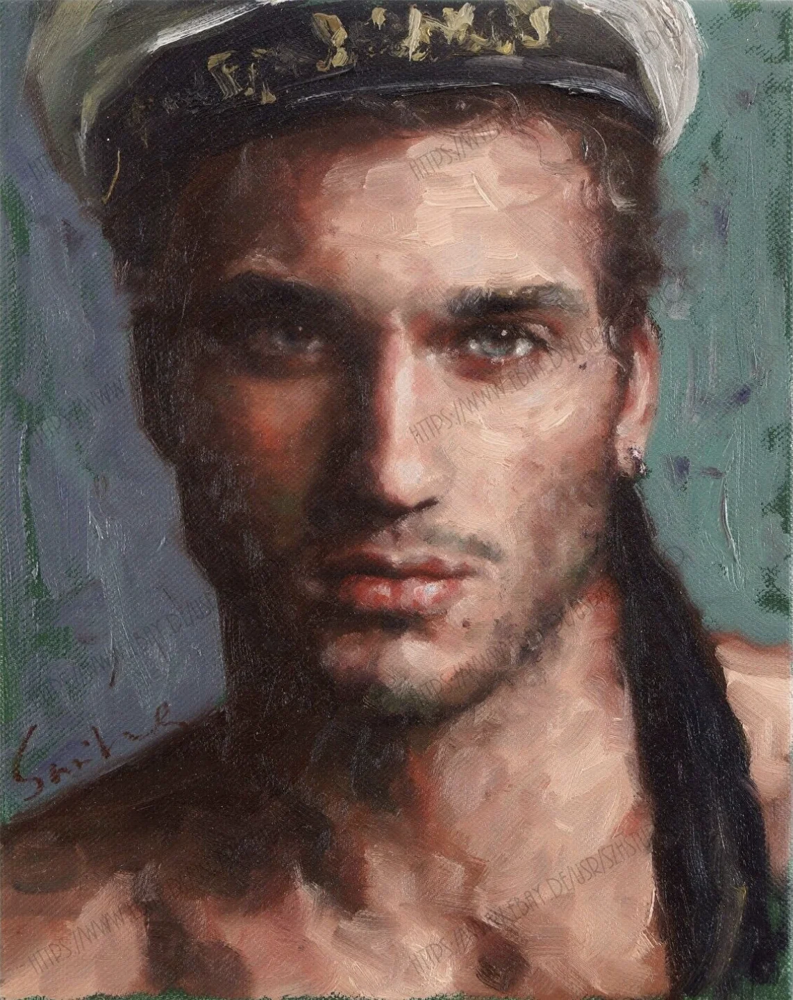 100 Handmade Oil Painting Hand Gay Man Male Portrait Of A Young Boy