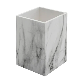 

School Pencil Container Pen Holder Smooth ABS Desk Organizer Decoration Marble Texture Stand Stationery Gift Home Office
