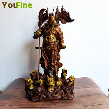 

Bronze Brass Kowloon Guan Gong Jade Warrior Guan Gong Station Statues of red bronze fine bronze ornaments