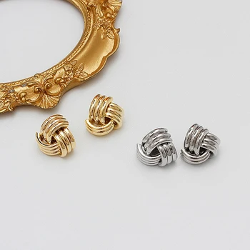 Peri'sBox Gold Silver Color Twisted Rope Earrings Triple Row Geometric Earrings for Women Minimalist Earrings Studs 2020 Trendy