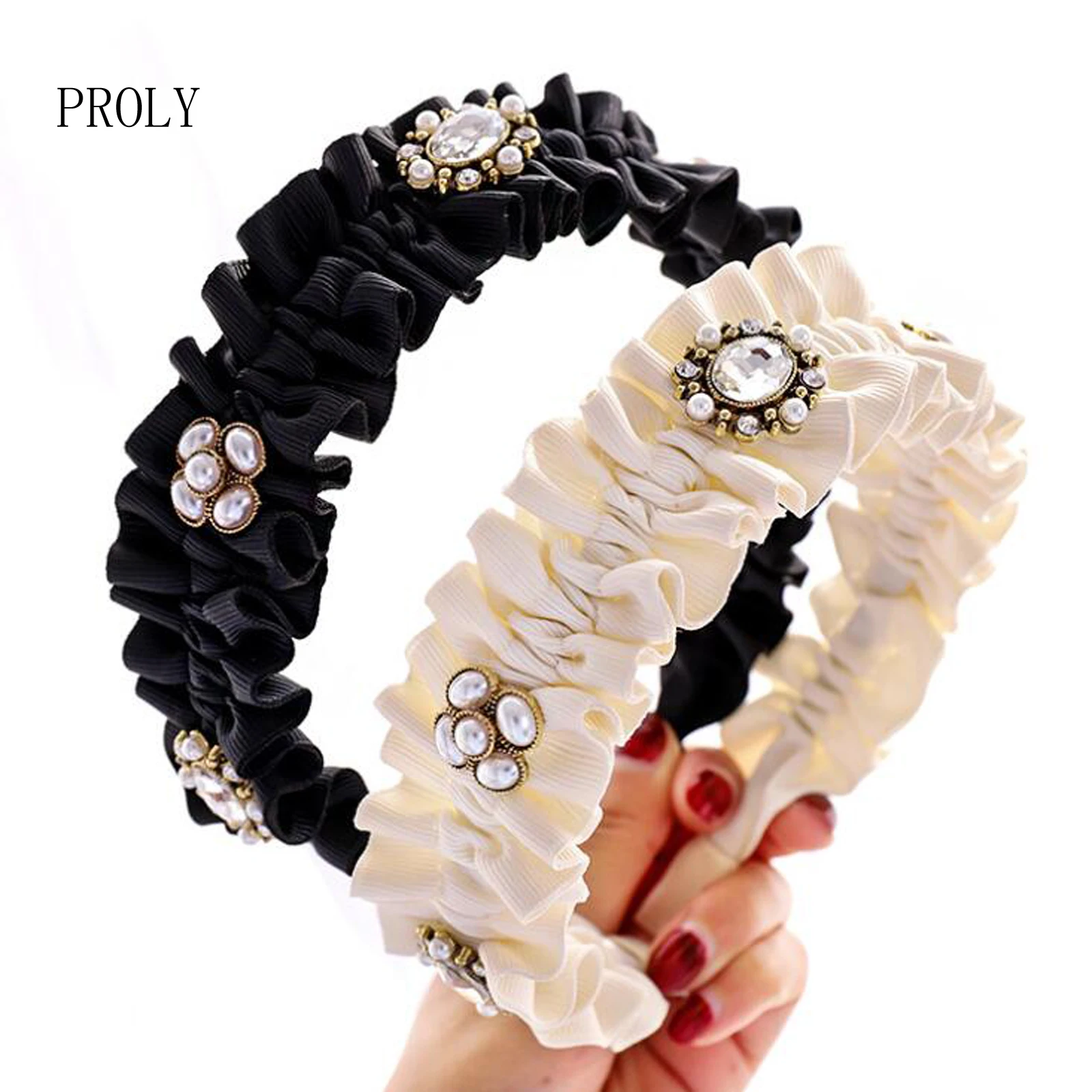 PROLY New Fashion Hair Accessories For Women Oversized Double-layer Bow Knot Headband Solid Color Fresh Hairband Wholesale hair ties for women