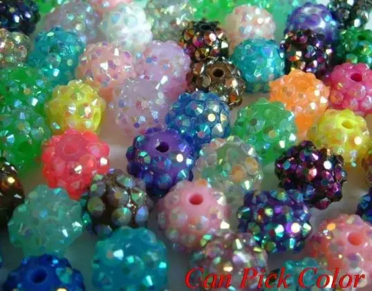 

10mm ball pave mixed Resin Beads Basketball Wives DIY Finding jewelry bracelet necklace Chunky earrings jhrt3 crystal
