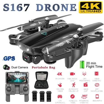 

S167 GPS Drone with Camera 4K 5G WIFI Foldable FPV Drone Way-point Flying Gesture Photo Video RC Quadcopter Helicopter Mini Dron
