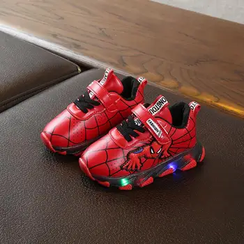 

Children Shoes With Light New Brand Kids Luminous Spiderman Sport Shoes Glowing Sneakers Baby Boys Girls LED Light Up Shoes