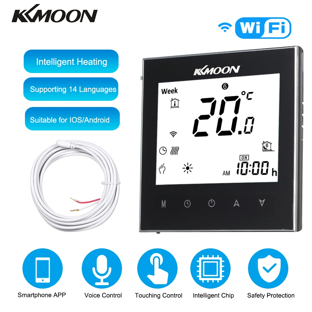 KKmoon WiFi умный термостат регулятор температуры цифровой термостатический водонагреватель энергосберегающий голосовой контроль ЖК-дисплей