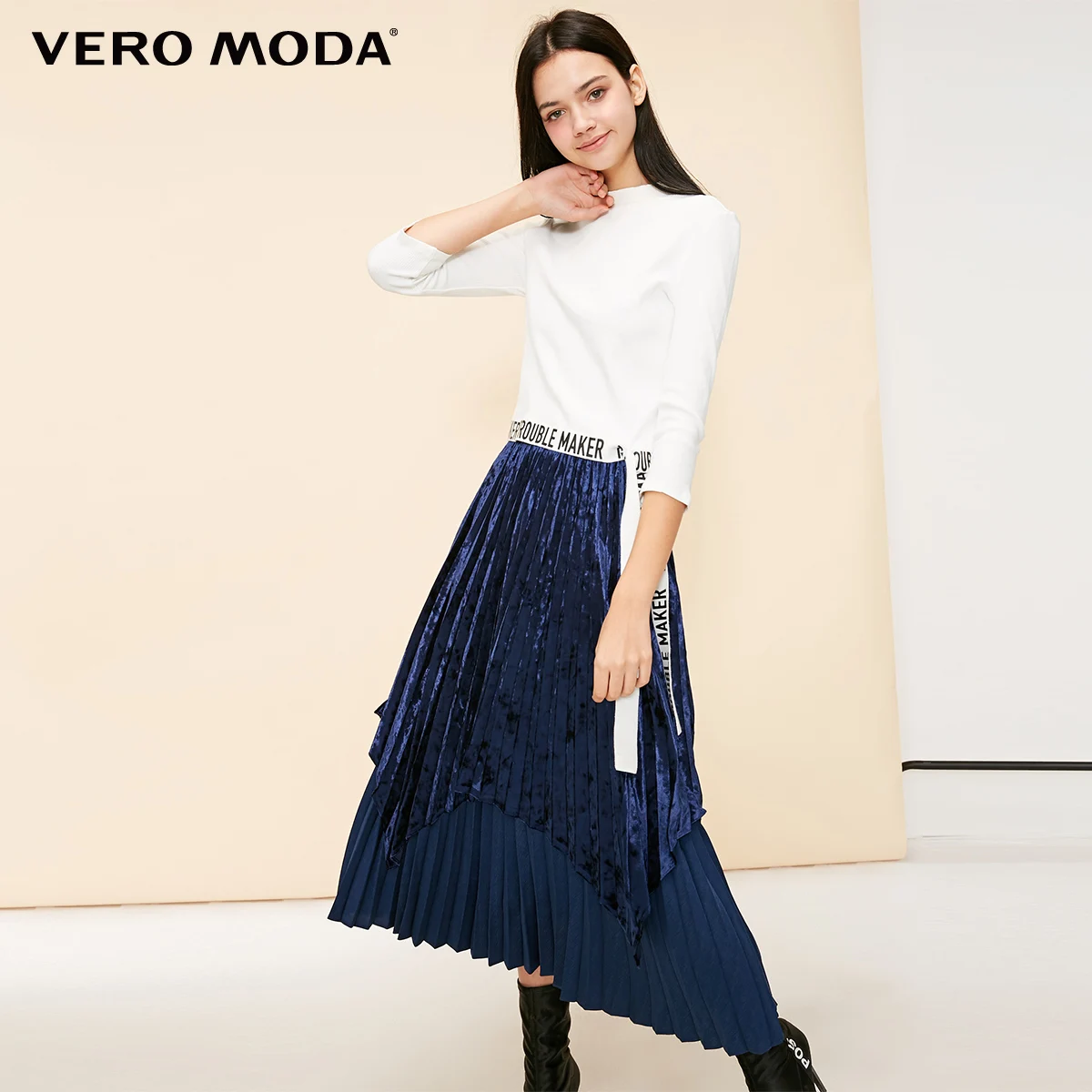 Vero Moda Новые поступления боковая молния бархатные многоярусные Плиссированные Длинные юбки | 318416510